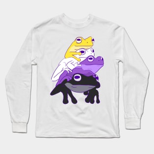 Nonbinary Pride Frog Stack Long Sleeve T-Shirt